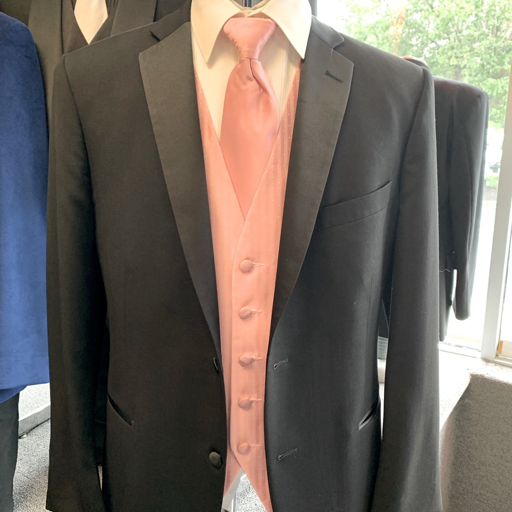 Vintage Pink Striped Long Tie and Vest Set